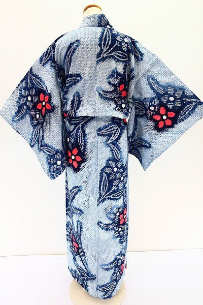 有松絞り　浴衣　トールサイズ　三浦絞り　ぼかし　水色　青紺　有松鳴海絞り 浴衣 有松絞り トールサイズ ぼかし 三浦絞り 紺青水色 有松鳴海絞り