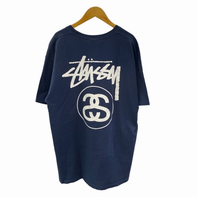 ステューシー STUSSY Stock Link Tee Tシャツ ロゴ 2000年代 メキシコ製 半袖 紺 ネイビー L 0624 メンズ