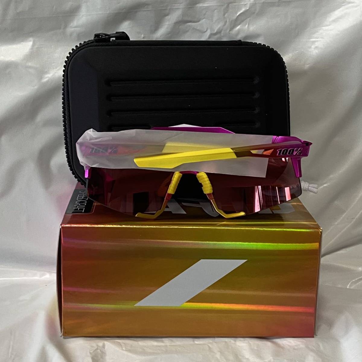 100% Speedcraft 大人用 サングラス ピンク×イエロー 野球 
