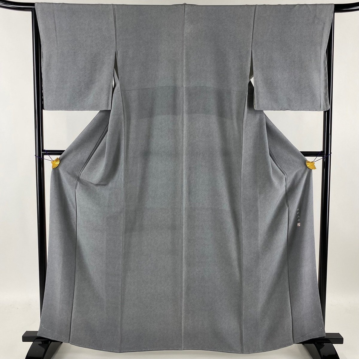 江戸小紋 秀品 落款 保科土山 鮫 青灰色 袷 身丈165cm 裄丈66cm