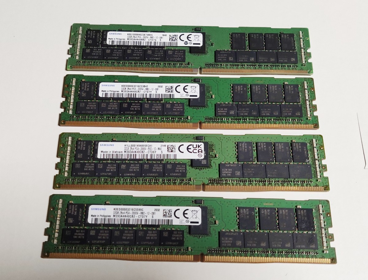 SAMSUNG 32GB 2Rx4 PC4-2666V-RB2-12-DB1 サーバー用DDR4メモリ 32GB4枚セット 計128GB