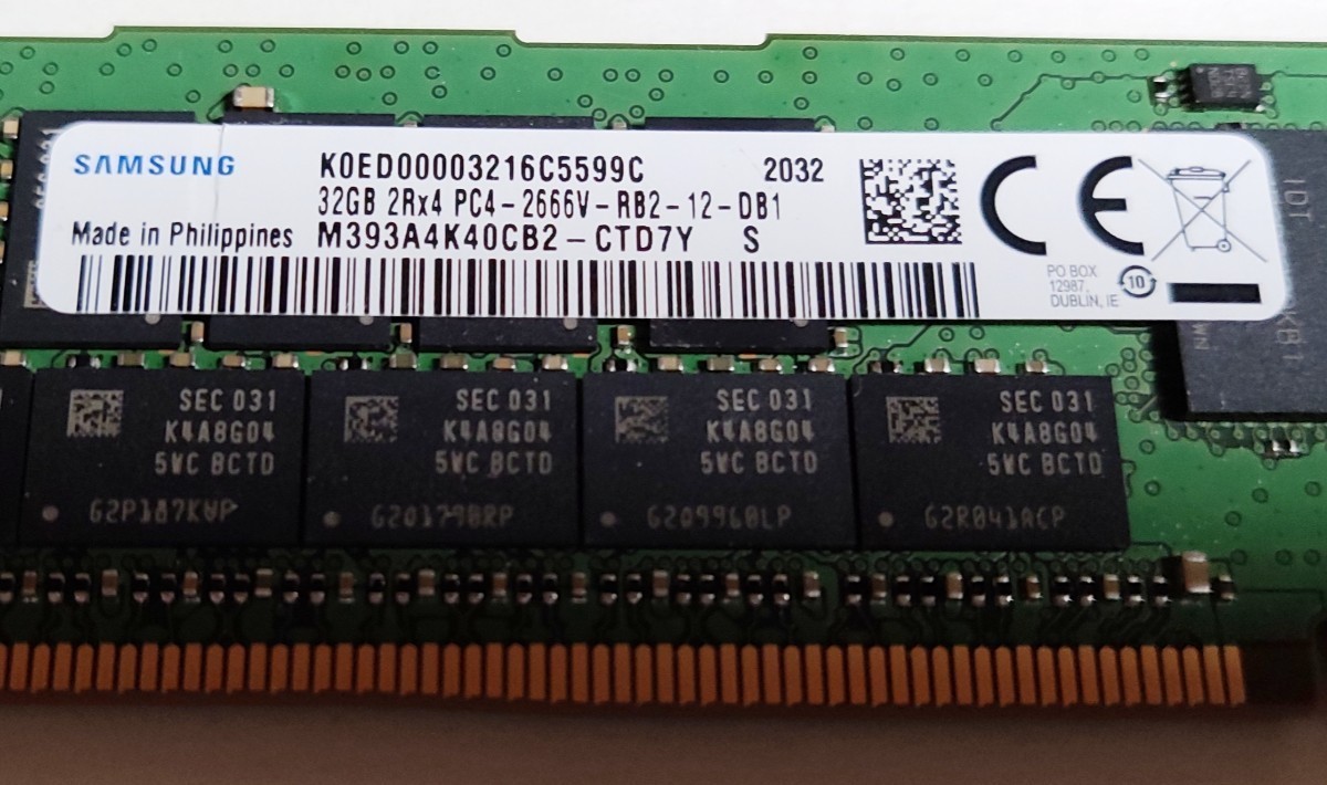 32GB Samsung 2Rx4 RAM DDR4 2666MHz DIMM PC4-2666V-RB2-12 Server 