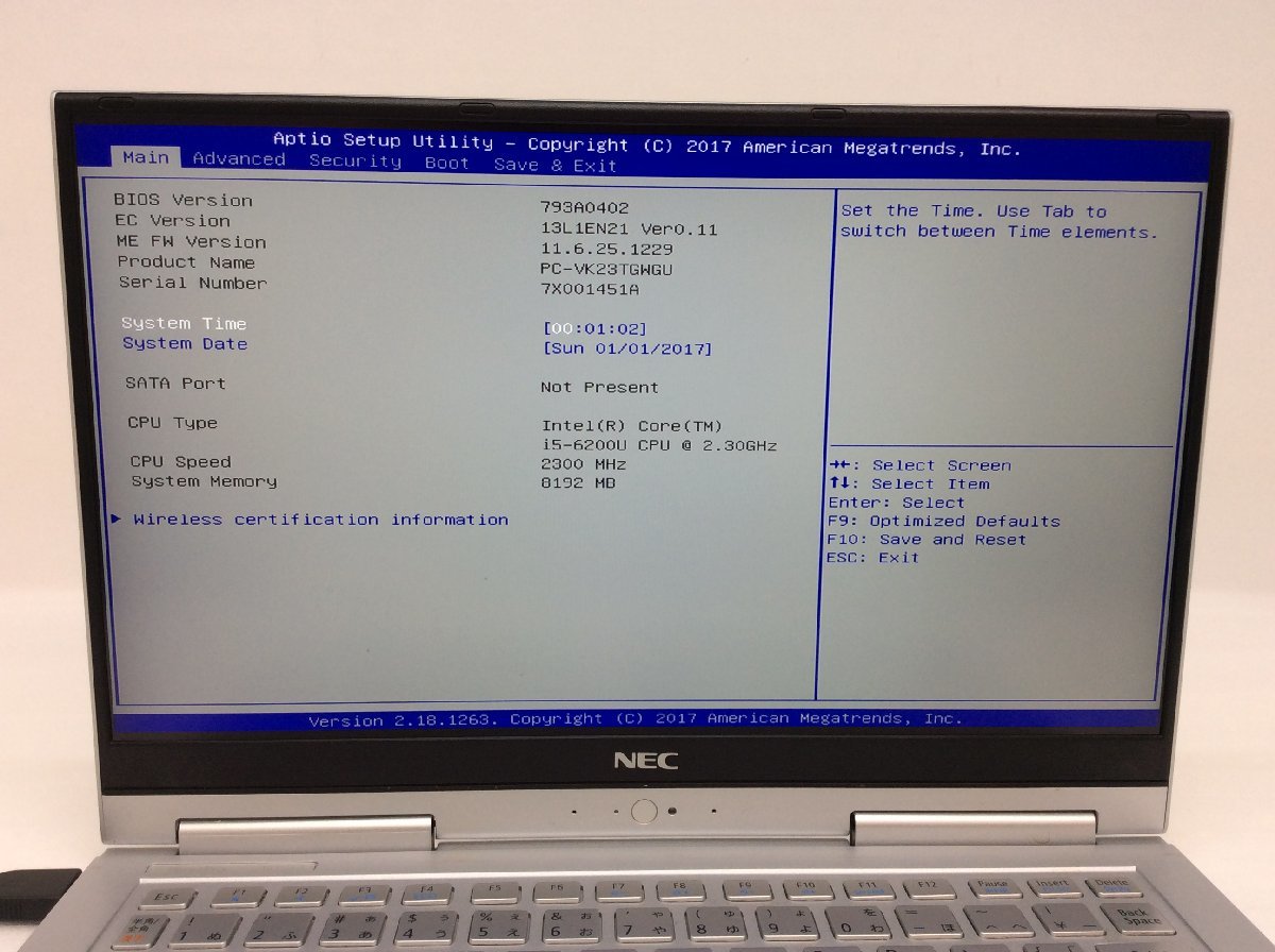 NEC Core i5-6200U Intel ジャンク⁄ ジャンク⁄ PC-VK23TGWGU メモリ