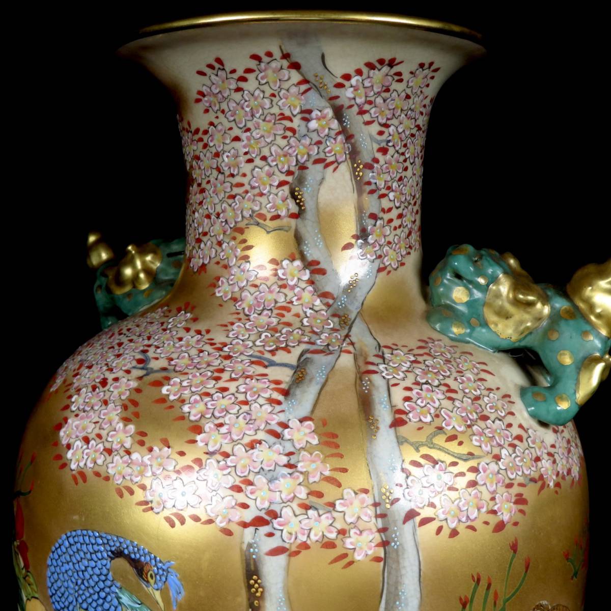 伝統工芸品 色絵九谷 花鳥文 花瓶 古九谷 飾壺 三代 三ツ井為吉