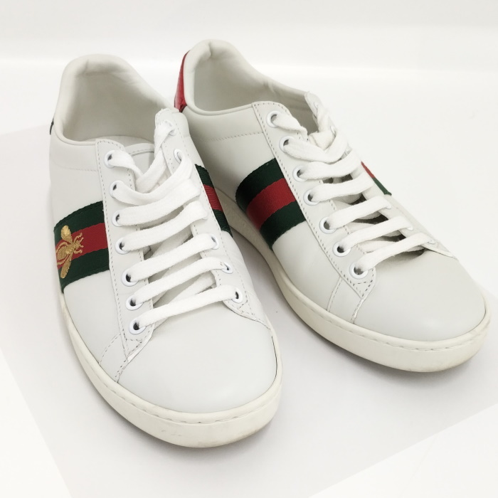 中古】GUCCI エース ウィメンズ エンブロイダリー スニーカー レザー 