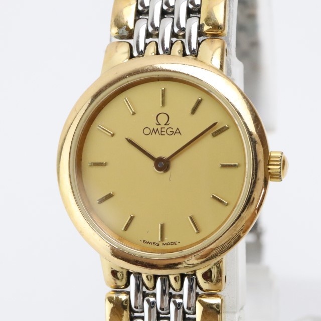 2305-664 オメガ クオーツ 腕時計 OMEGA デビル 丸型 金色ケース 金色