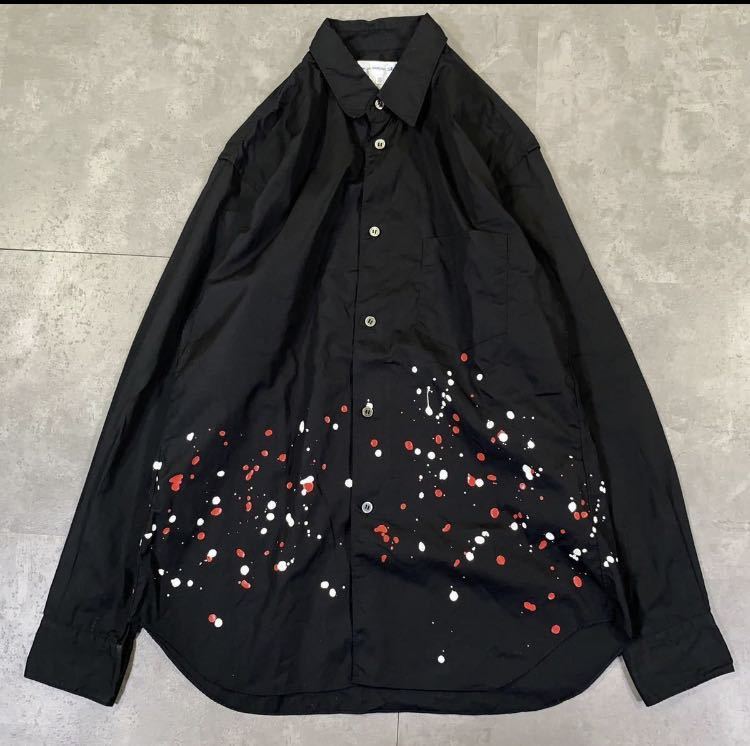 COMME des GARCONS SHIRT コムデギャルソンシャツ　川久保玲　ドット ハンドペイント　ブラック 長袖シャツ