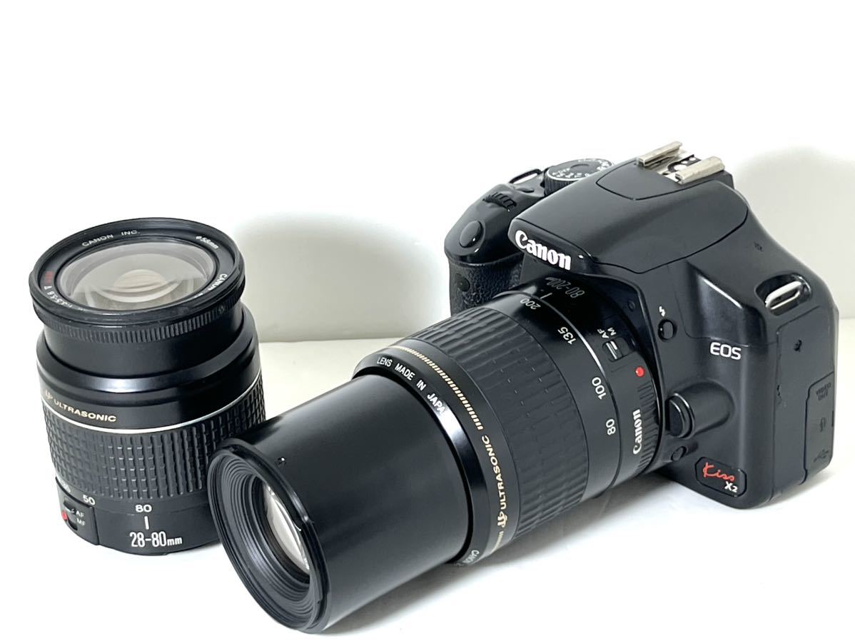 動作品 キャノン Canon EOS Kiss X2 Canon製USM機能付きレンズ2本
