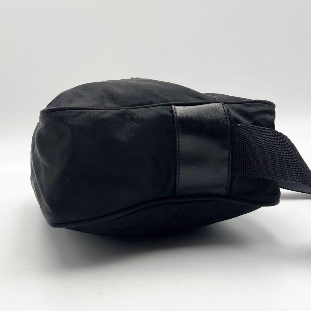 1円 美品 PRADA プラダ ショルダーバッグ ナイロン 三角ロゴ ブラック