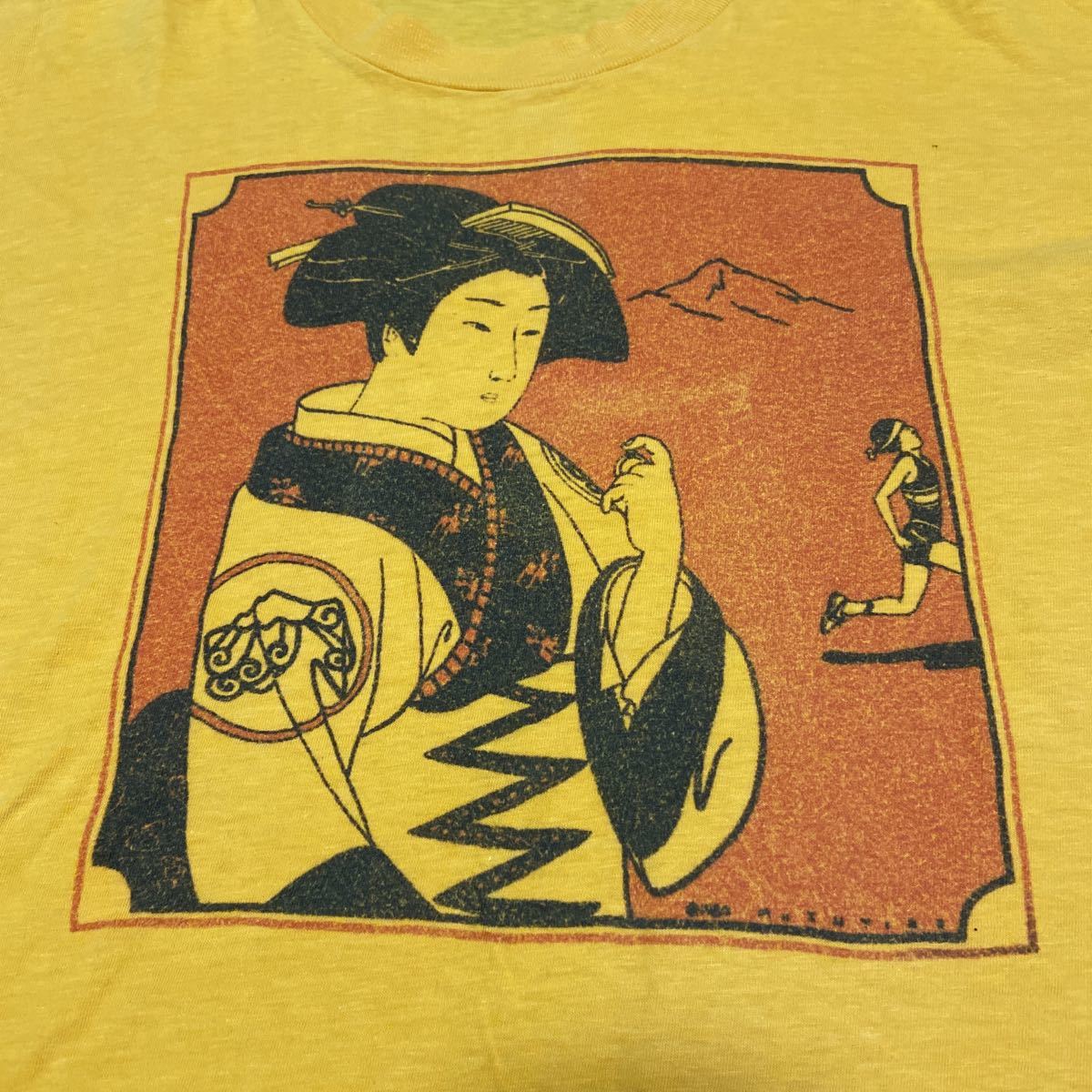 80s NIKE ナイキ 浮世絵Tシャツ 黄色 ヴィンテージ ビンテージ 激レア 