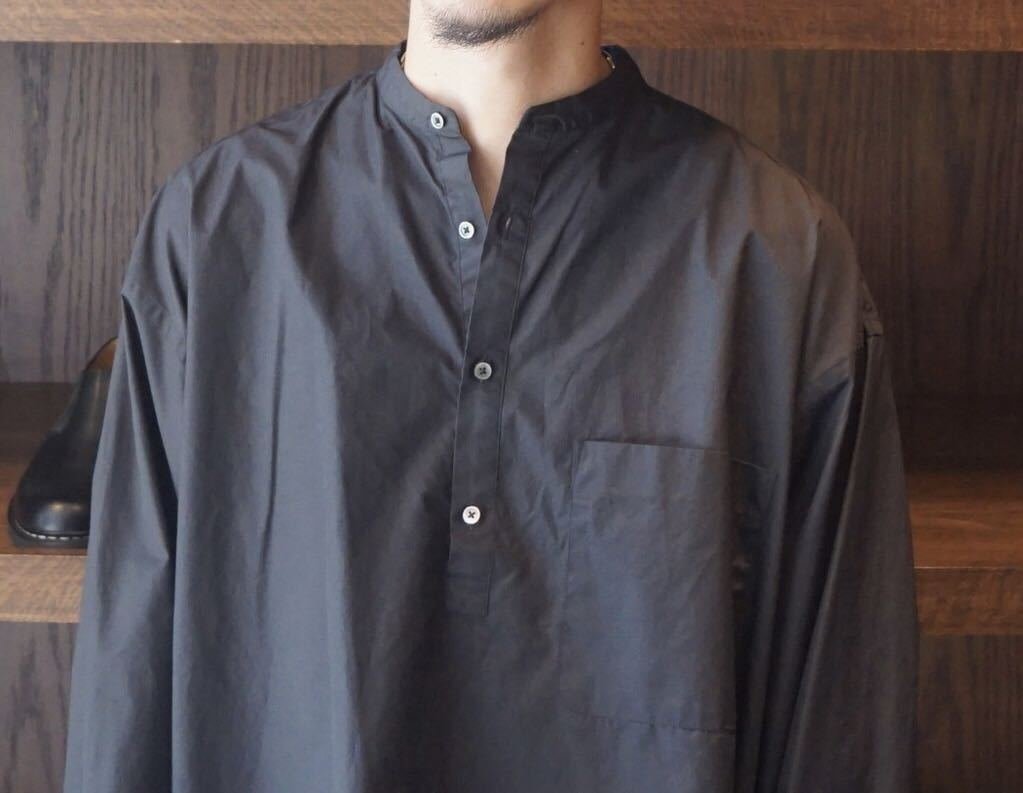 Graphpaper グラフペーパー (GM213-50060B) Broad Oversized Band Collar Pullover Shirt オーバーサイズ プルオーバー シャツ 定価27500円
