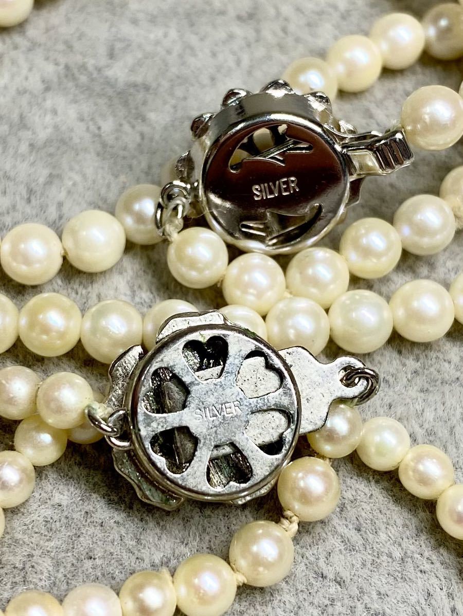 パールネックレス SILVER 刻印 長さ約42㎝ 2本セット パール