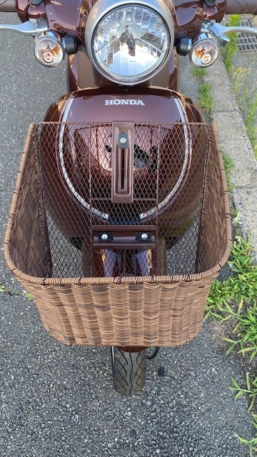 ホンダジョルノ　AF77　ヤマハ純正籐風フロントバスケット＋ホンダ純正アタッチメント　新品　籐風フロントバスケット　前かご