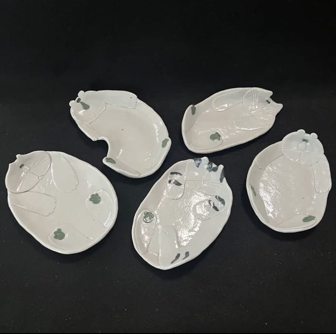 阿部和唐　猫形の皿5枚