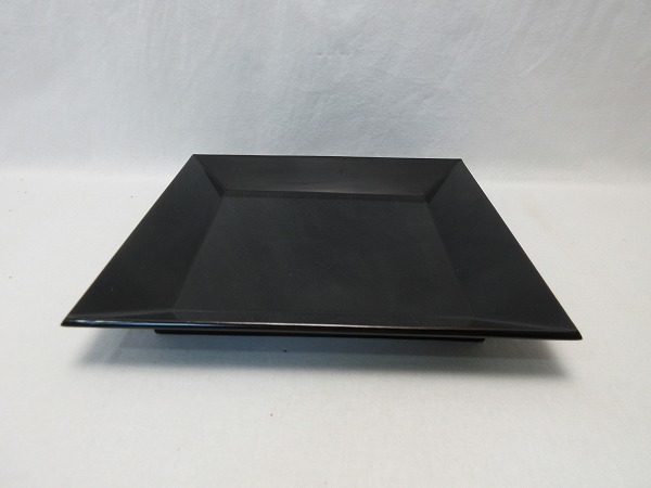 I07319 【 美品 茶道具 木製黒真塗 四方盆 干菓子盆 箱無 】 検) 煎茶道具 茶懐石 茶事 茶席 角盆 盆点盆 お盆 トレー 木工芸 和風 ⅱ