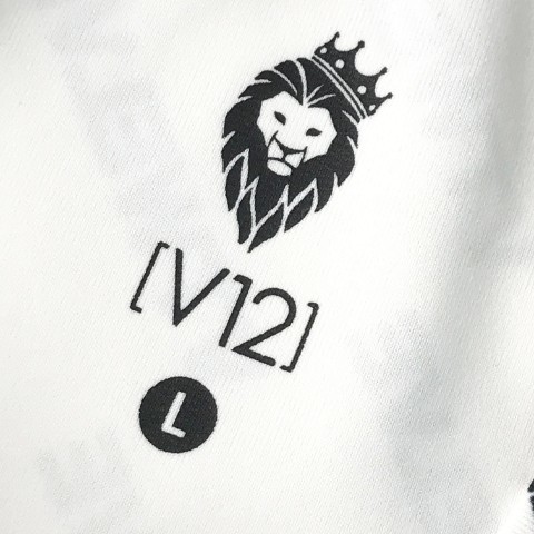 V12 ヴィトゥエルブ ハイネック半袖Tシャツ 総柄 ホワイト系 L