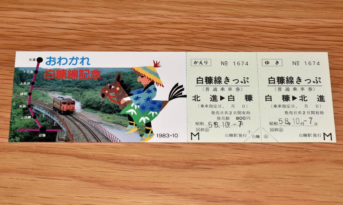 硬券　白糠線最終日　白糠→上茶路・釧路乗車券 硬券 白糠線最終日 白糠→上茶路・釧路乗車券 国鉄北海道 釧路鉄道