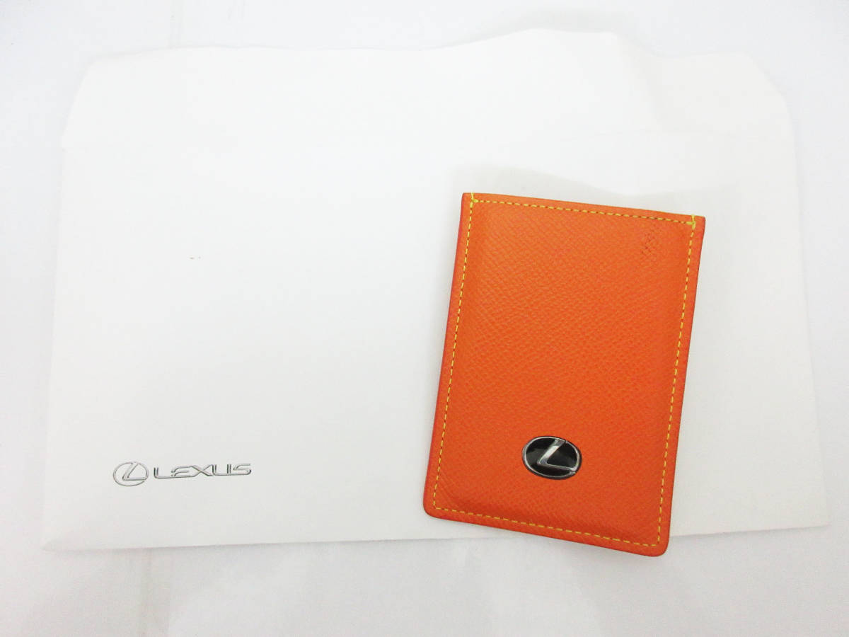 レクサス】パスケース☆レザー カードケース 定期入れ☆オレンジ  