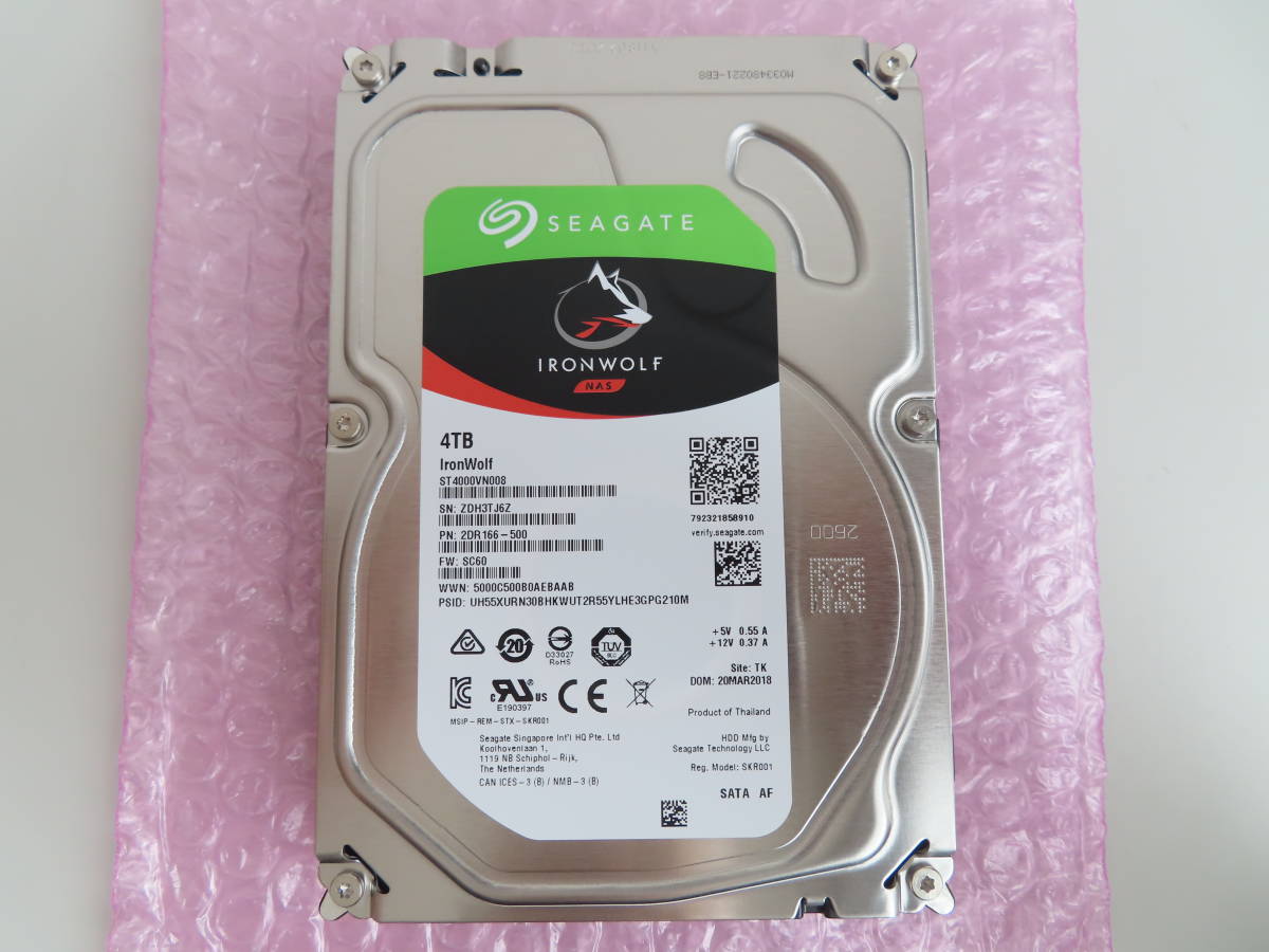 大得価，格安 SEAGATE シーゲイト ST4000VN008 4TB SATA600 5900rpm Iron Wolf CMR 使用21時間(2TB～)｜売買されたオークション情報、yahooの商品情報をアーカイブ公開 - オークファン 3.5 SerialATA