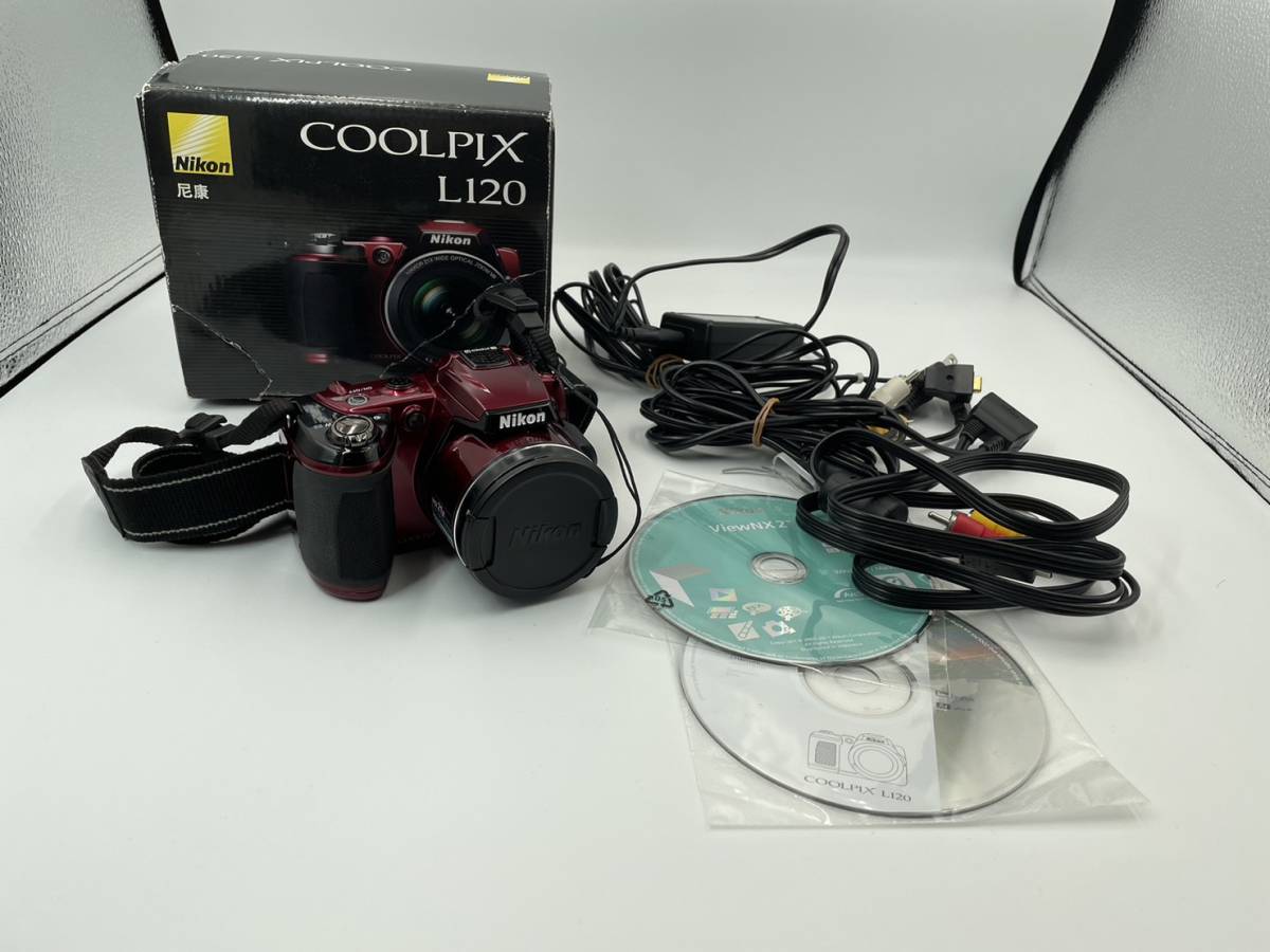 330】 ニコン Nikon COOLPIX L120 箱付き レッド 通電確認済み L120