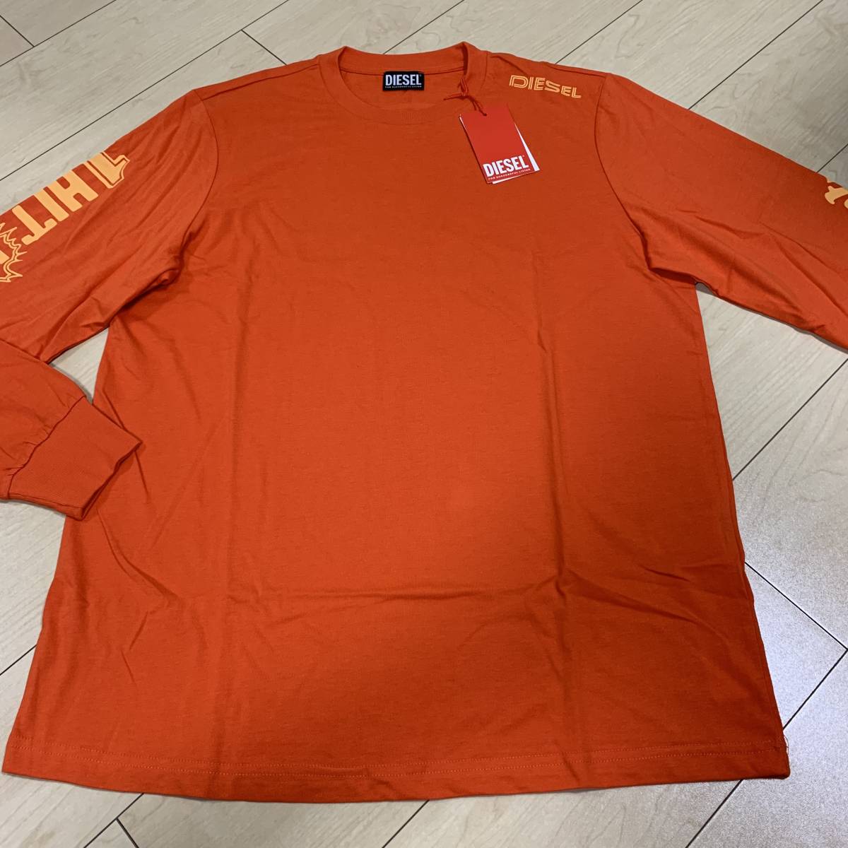 《新品/正規品》定価15，400円 DIESEL ディーゼル メンズ Mサイズ ロゴプリント コットン 長袖Tシャツ 26