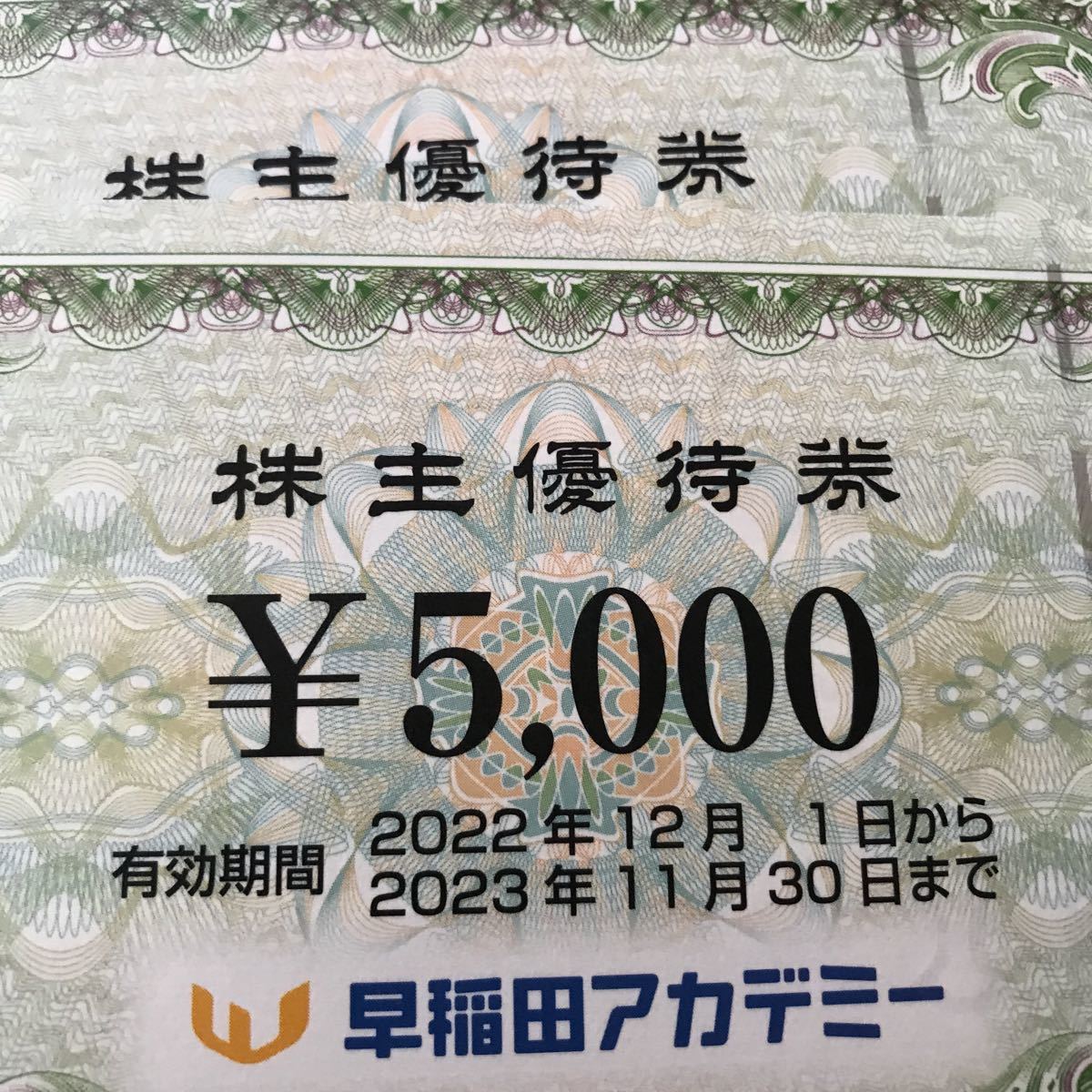 早稲田アカデミー 株主優待券 ¥20000円分 早稲田アカデミー】株主優待