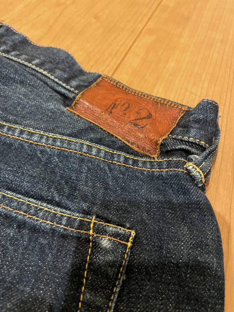 EVISU デニム ジーンズ 漢字 白ペイント 戉 チェーンステッチ 虎耳 36