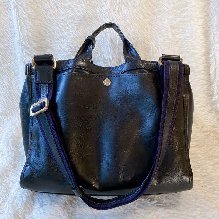 アニアリ　メンズ　ショルダーバック　2way ブラックレザー ビジネスバック　A4OK！