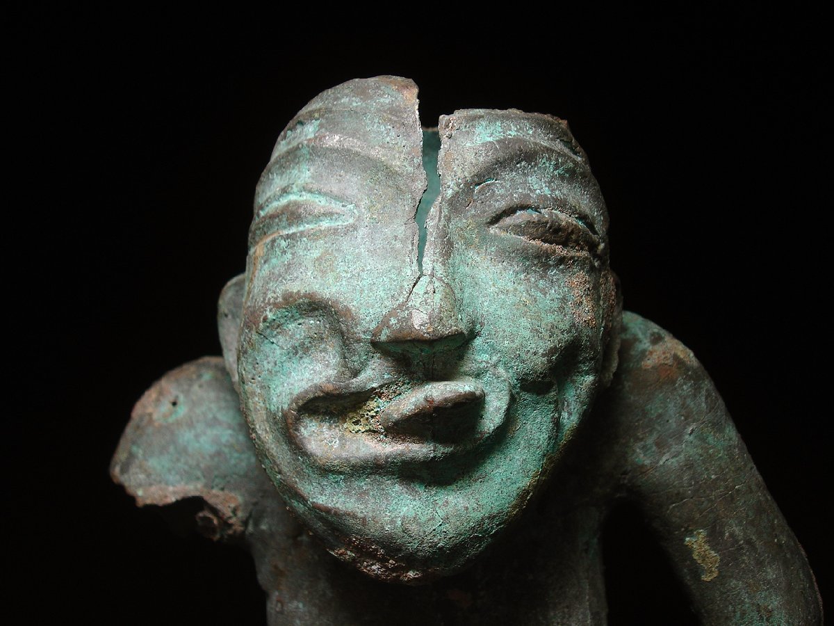 慶應◇古代中国 春秋戦国～前漢 青銅楽人像 鎮墓像 副葬品 発掘出土品 
