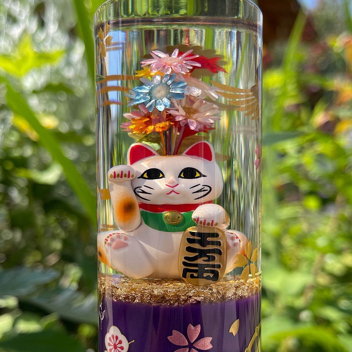 招き猫 ハンドメイド シフトノブ ロング 水中花 和柄 デコトラ 旧車 
