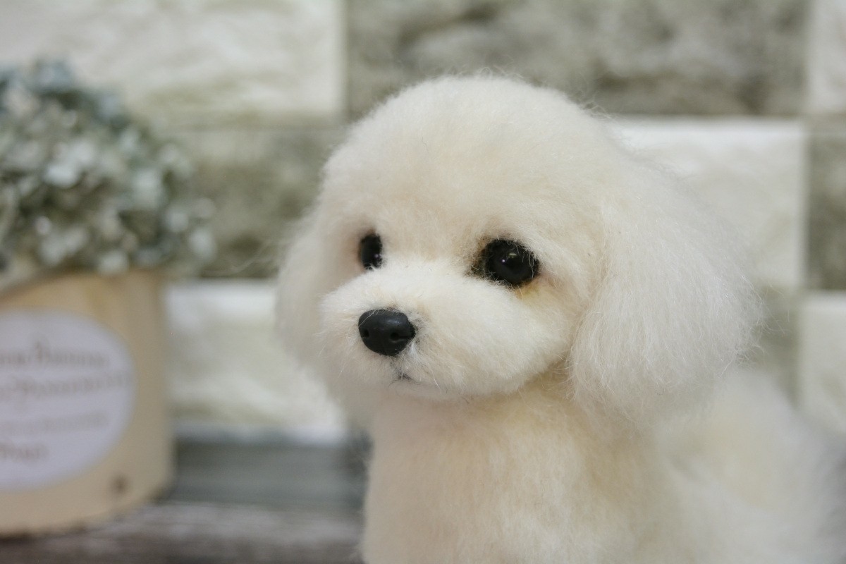 NE-NE 羊毛フェルト マルチーズ 犬 ぬいぐるみ ハンドメイド(羊毛