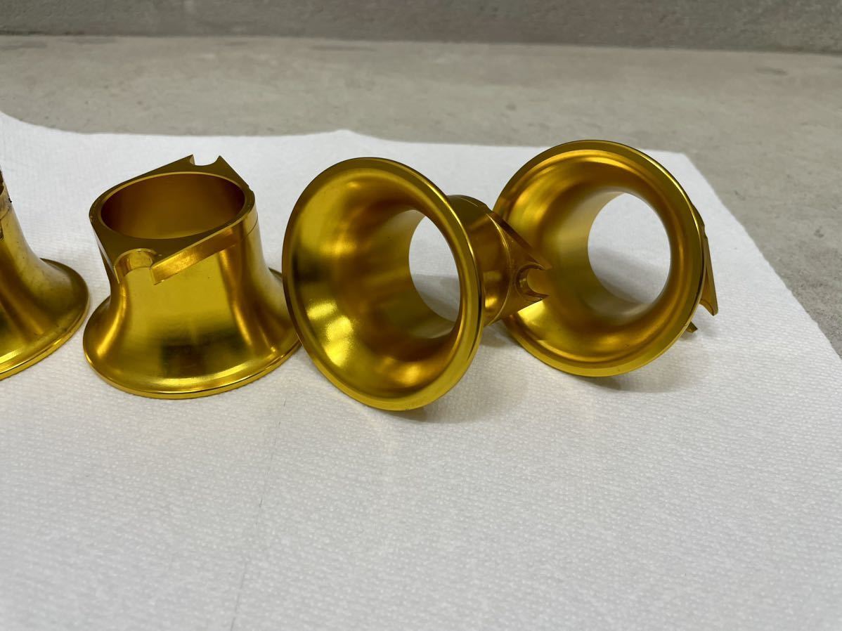 FCR 35〜41ラージボディ用 ゴールド アルミ ファンネル ４個セット GPZ900R ゼファー ZRX XJR FZ等