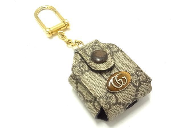1円 ■美品■ GUCCI グッチ 596720 479292 GGスプリーム PVC AirPodsケース ブラウン系 BE1795
