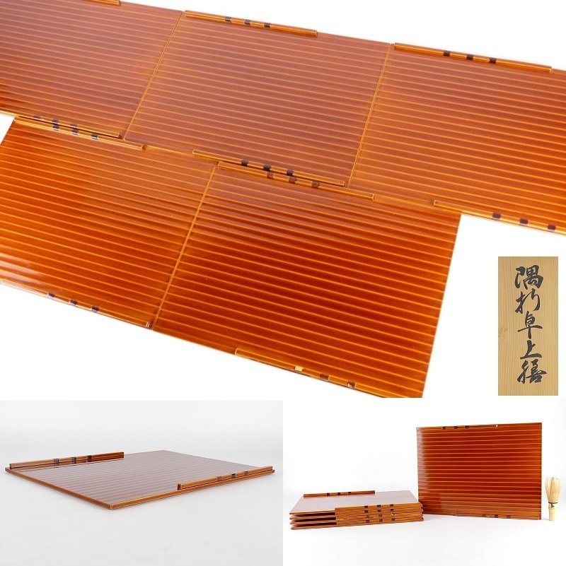 流能登輪島塗 五聖彫刻 卓上膳五客 【流】能登輪島塗 五聖彫刻 卓上膳