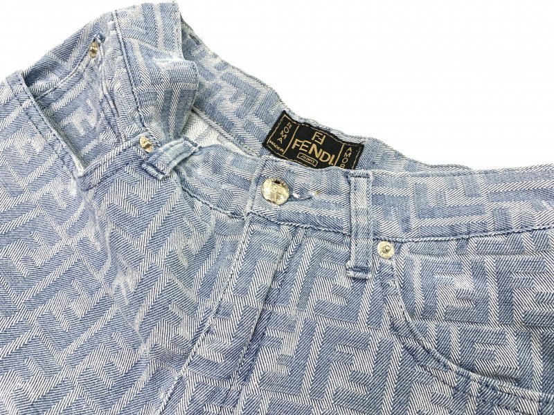 FENDI フェンディ ズッカ FF柄 デニム ライトブルー系 デニムパンツ