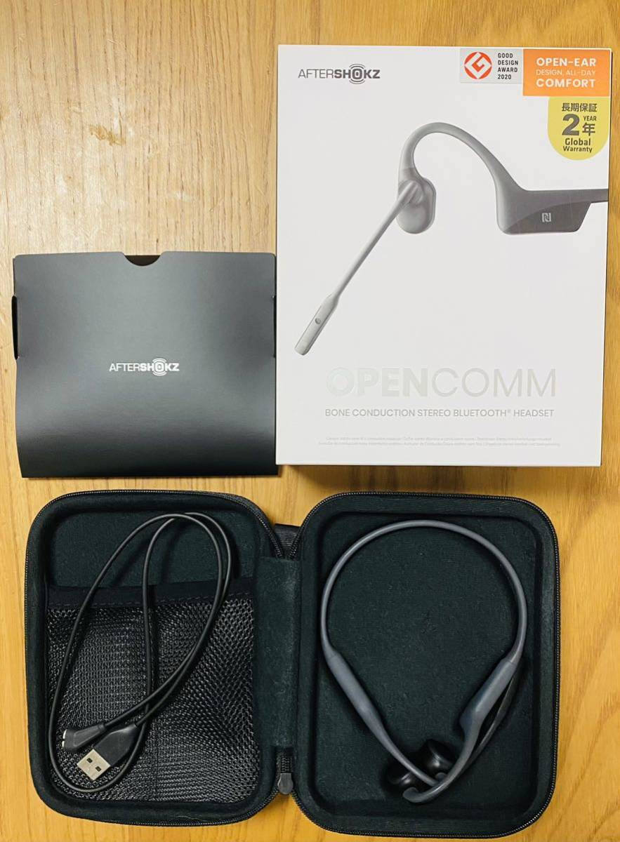 AfterShokz OPENCOMM 骨伝導イヤホン ブラック OpenComm OPENCOMM 骨伝導 Shokz SHOKZ 骨伝導ヘッドセット 骨伝導