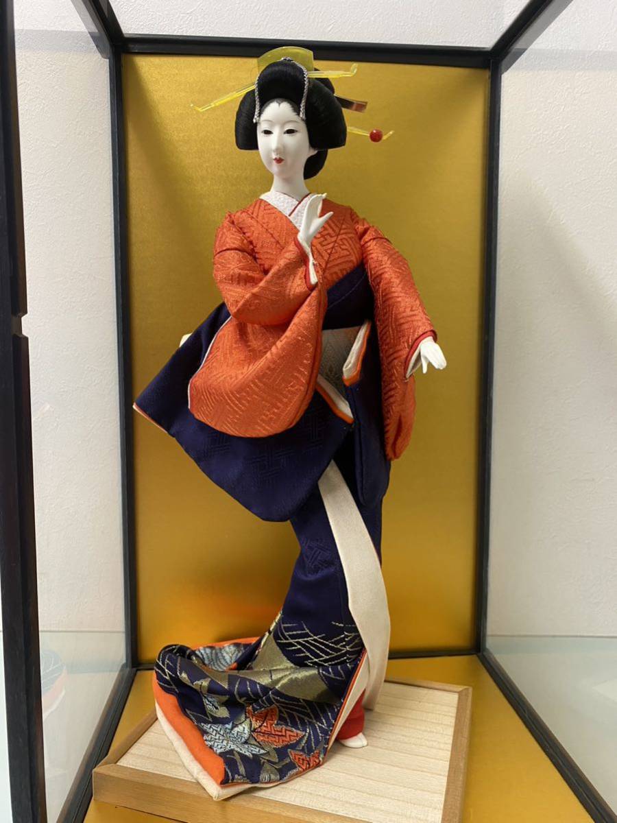 d♪美品 日本人形 舞踊人形 ガラスケース付 コレクション 置物
