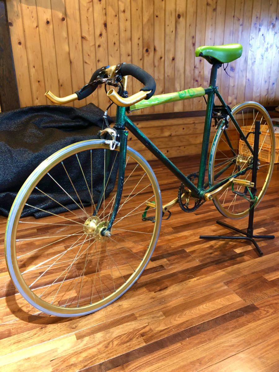 ピストバイク本体とホイール前後輪 ロードバイク 自転車 ブリヂストン ホリゾンタル