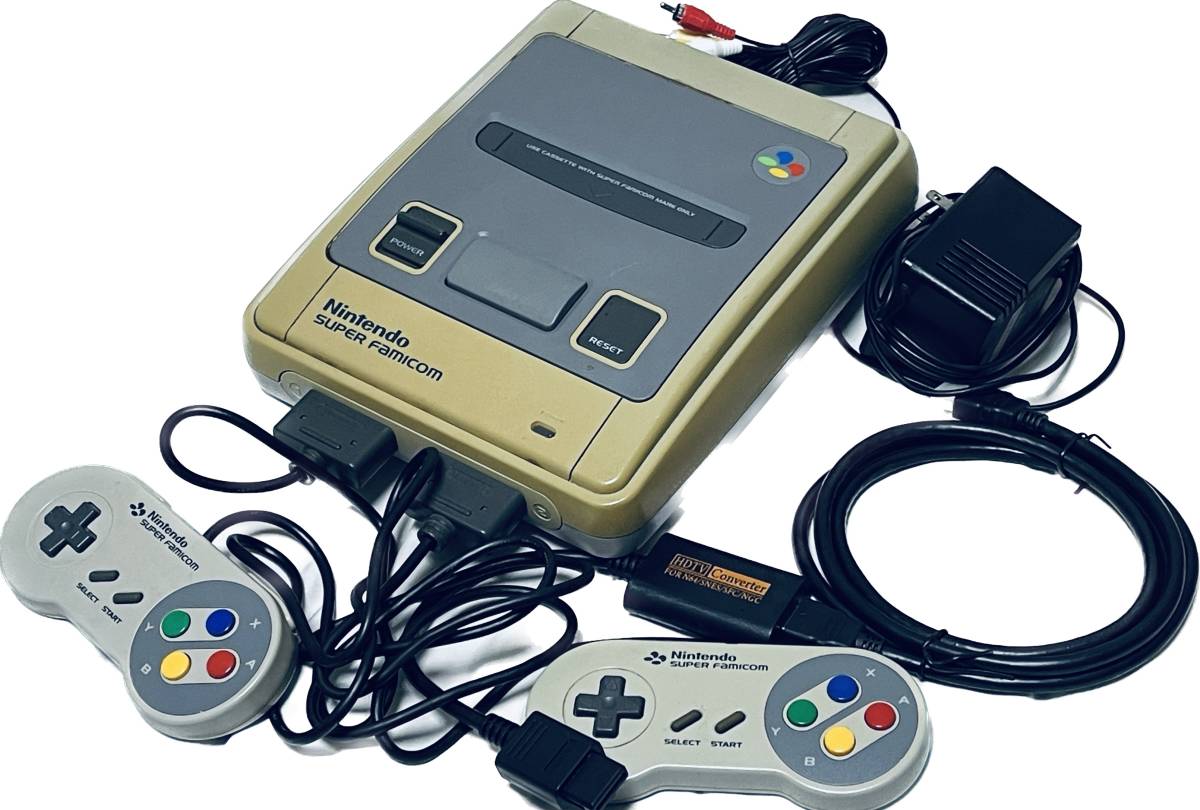 任天堂 SUPER FAMICOM(スーパーファミコン)本体+【2個】コントローラー+ACアダプター+AVケーブル+HDMIアダプタ+HDMIケーブル
