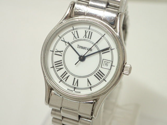 7156[T]正規品♪Tiffany＆Co/ティファニー/レディース腕時計/白文字盤/デイト