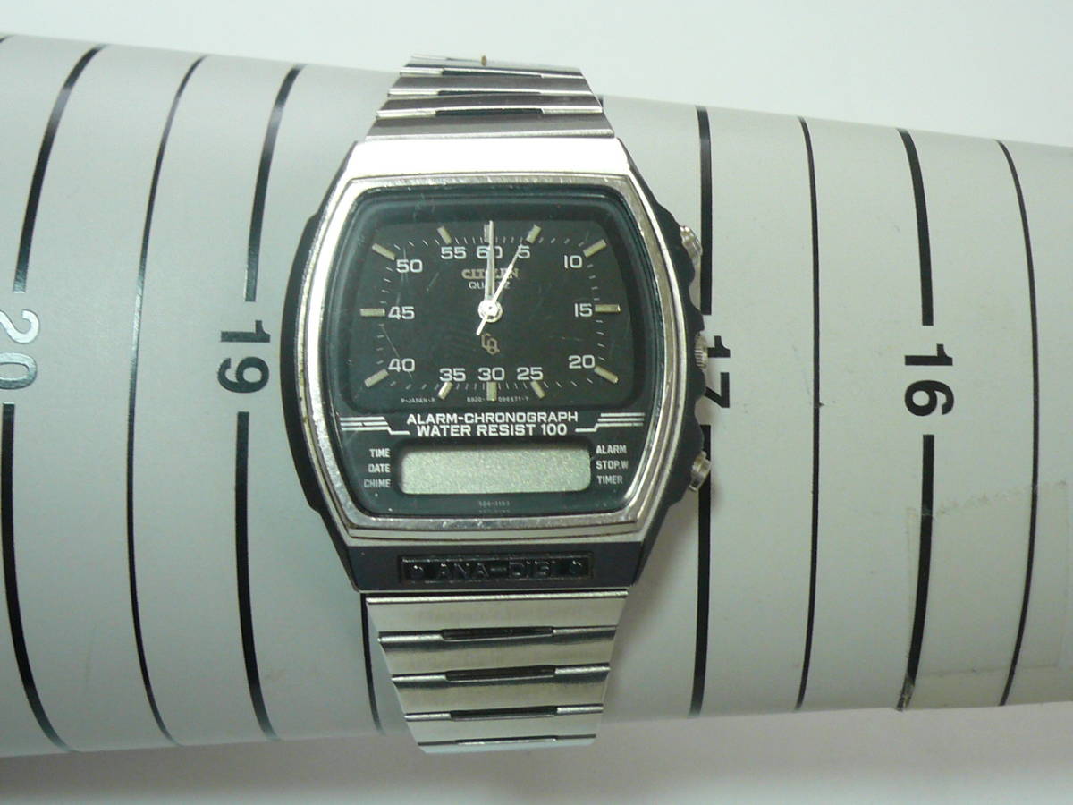 不動品 CITIZEN メンズ 腕時計 デイデイト カットガラス 防水 青文字盤 