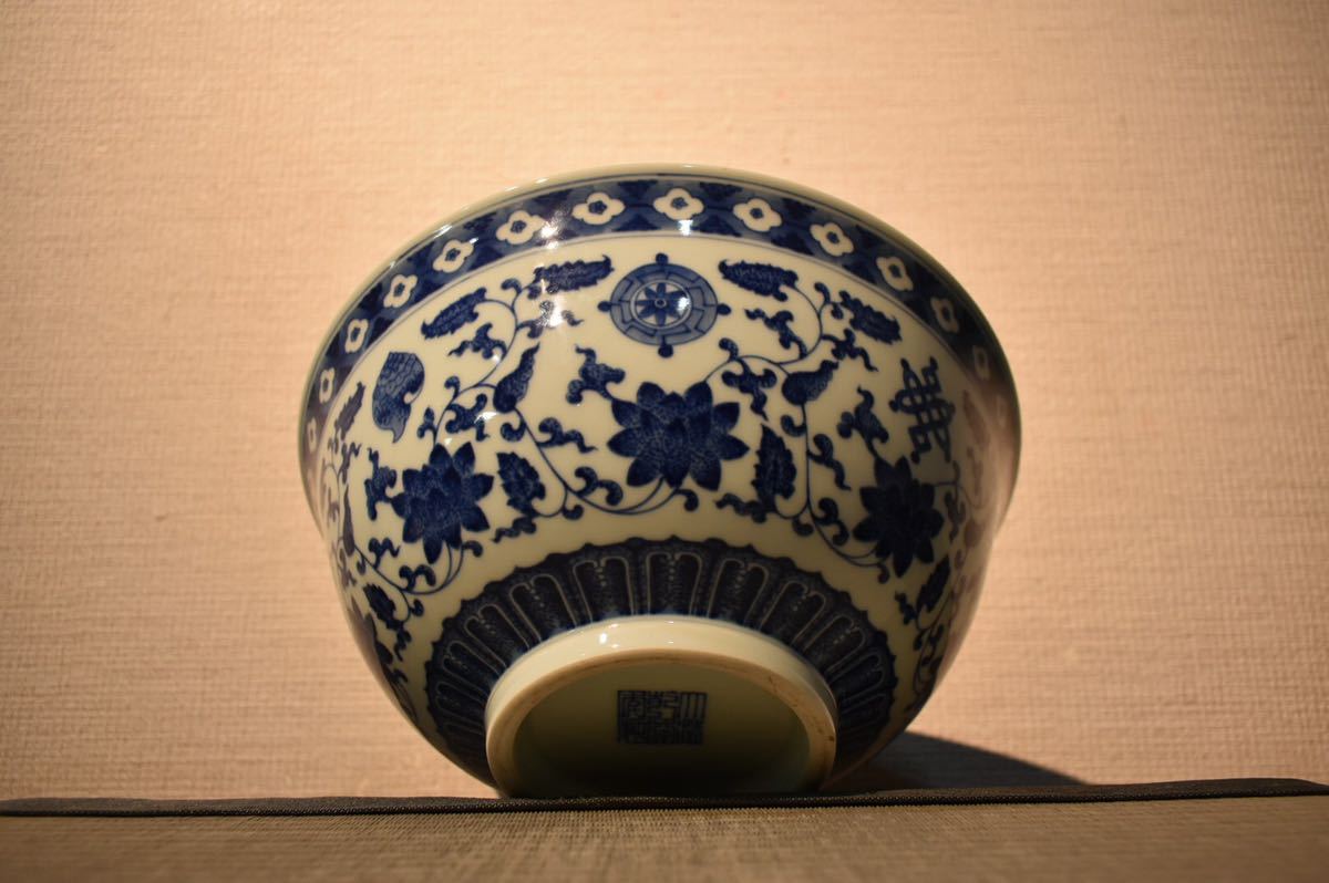 古伊万里 染付三つ鉢 山水風景文 手描き 明治骨董 古美術品 蒐集家放出