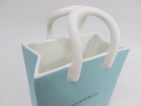 57○a300☆USED品 ティファニー ショッピングバッグ型 小物入れ 陶器 