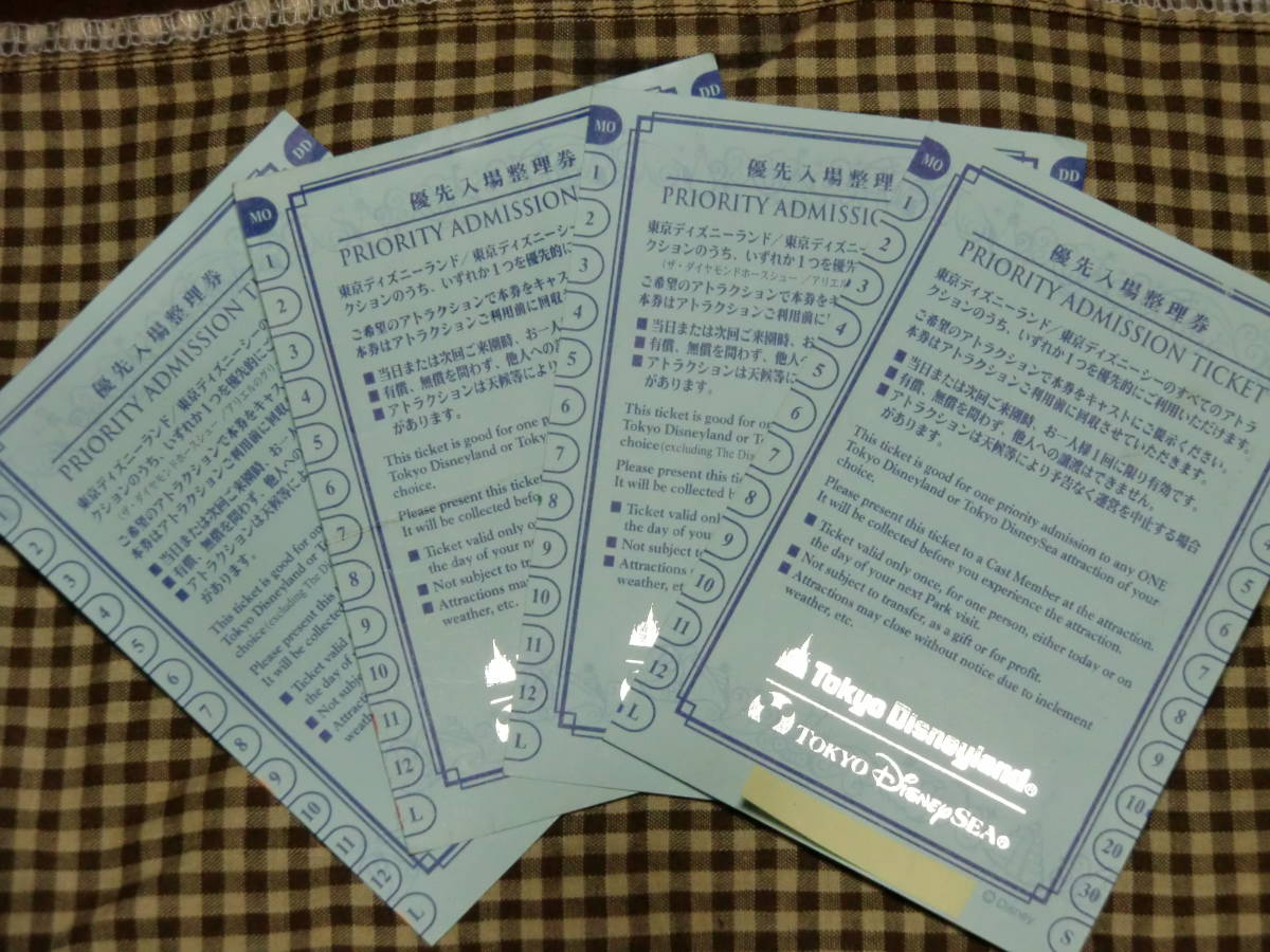 TDL/TDS共通☆正規優先入場整理券☆4枚セット☆(ステッチ、トイマニ TDL/TDS共通☆正規優先入場整理券☆4枚セット☆(ステッチ、トイマニ
