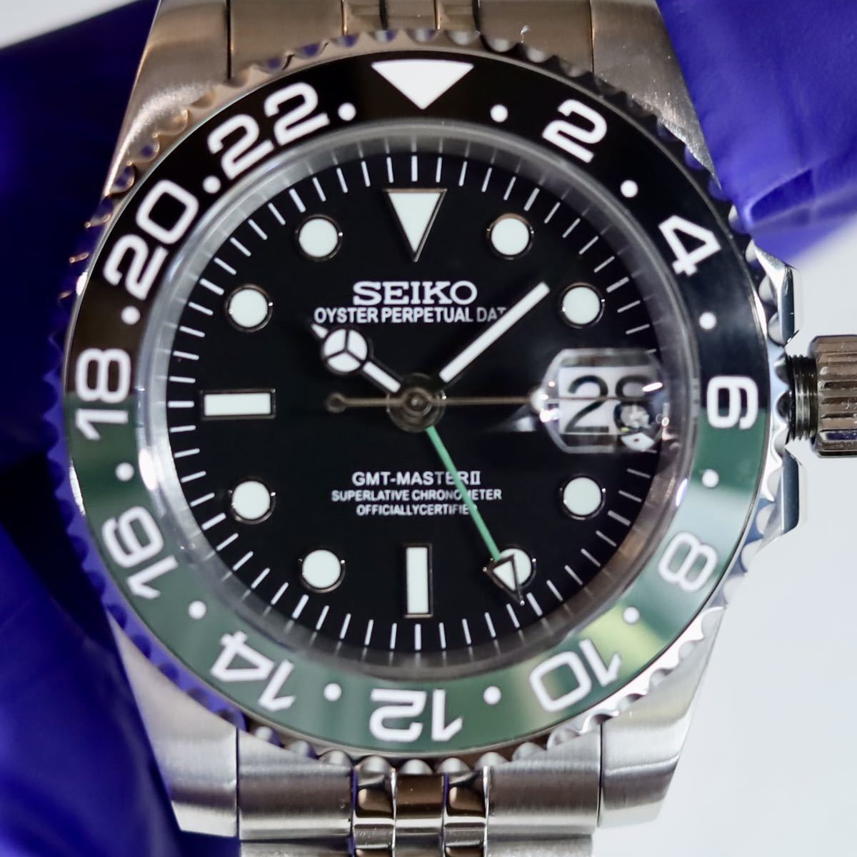 1円スタート seiko mod gmt マスター風 スプライトカスタム nh34 自動  
