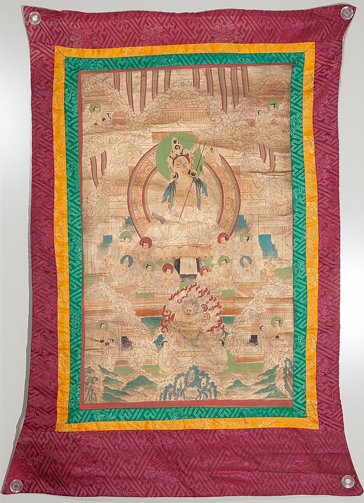 仏教美術 チベット仏教 【五】チベット 仏画 タンカ 曼荼羅 肉筆 手形