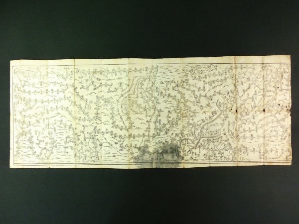 w815◆諸国案見 道中独案内図◆両面摺 古地図・道中記◆江戸 文化 改正道法駄賃附 木版 巡礼 旅行@和本/古文書/古書