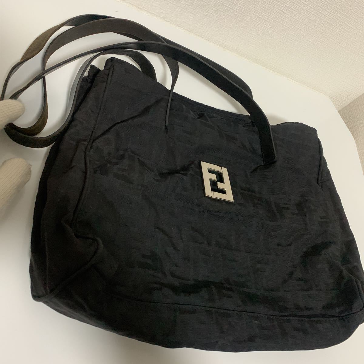 希少 FENDI フェンディ ズッカ トートバッグ ハンドバック ブラック 