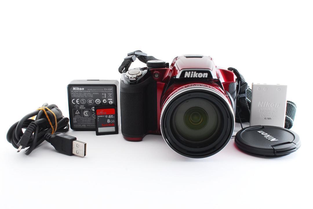 動作品】Nikon COOLPIX P510 レッド アダプター付き P510 COOLPIX