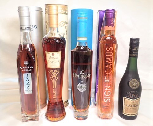 7235[M]◆未開栓古酒◆CAMUS/カミュ/Hennessy/ヘネシー/KENZO/JAZZ/DESIGN/NAPOLEON/L'EREGANT/ブランデー/箱付き含む まとめて 5本